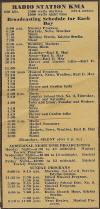 1935 KMA Daily Radio Programming Schedule